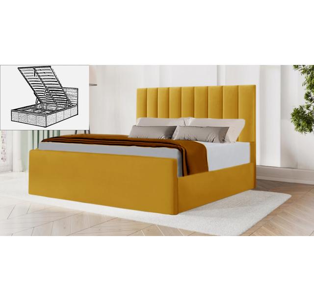 Hampton Storage Bed Pink Brayden Studio Size: Small Double (4'), Colour: Yellow Mustard on Productcaster.