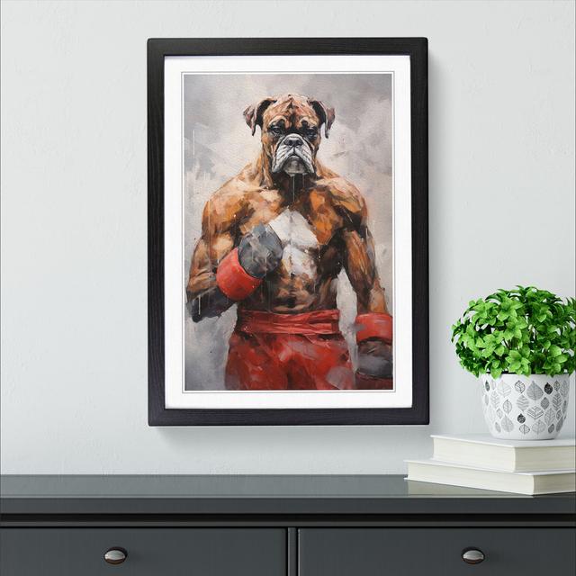 Boxer Dog Contemporary Happy Larry Format: Black, Size: 64cm H x 46cm W x 2cm D on Productcaster.