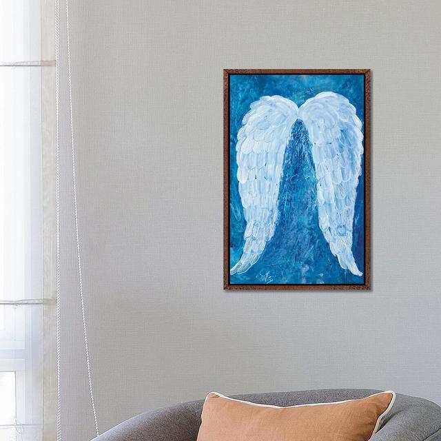 Angel Wings by Robin Maria - Painting on Canvas Happy Larry Size: 66.04cm H x 45.72cm W x 3.81cm D, Format: Brown Floater Frame on Productcaster.