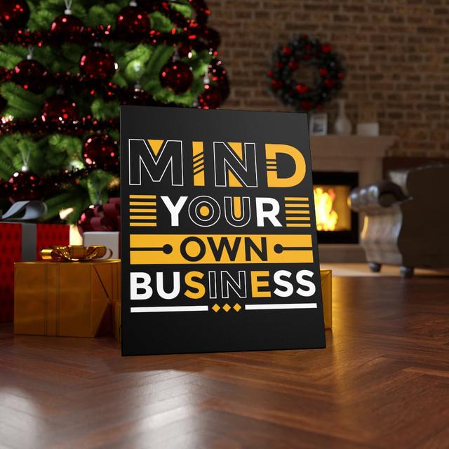 Mind Your Own Business - Wrapped Canvas Print Blue Elephant on Productcaster.