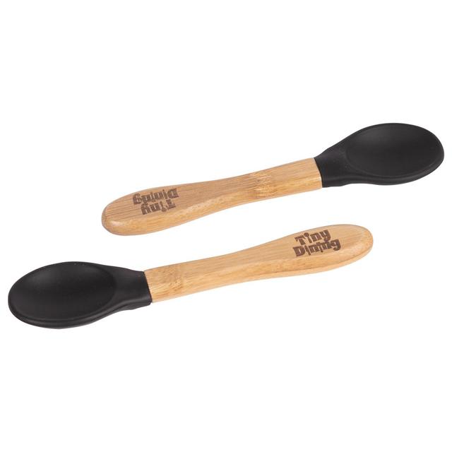 Tiny Dining - Children's Bamboo Silicone Tip Spoons - 14cm (Set of 2) Tiny Dining Colour: Black on Productcaster.