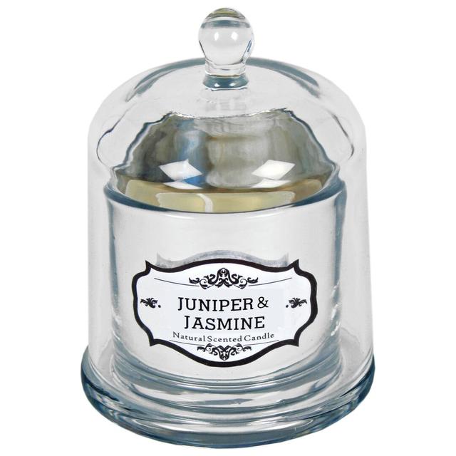 Juniper & Jasmine Scented Jar Candle with Glass Holder Lily Manor Size: 11.5" H x 8.5" W x 8.5" D on Productcaster.