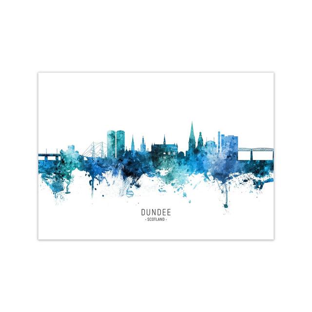 Dundee Scotland Skyline Blue City Name by Michael Tompsett - Graphic Art Ebern Designs Format: Unframed, Size: 60cm H x 84cm W x 1cm D on Productcaster.