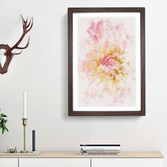 Pink Dahlia Flower Abstract - Picture Frame Painting Print East Urban Home Size: 87cm H x 62cm W x 2cm D, Frame Option: Walnut Framed on Productcaster.