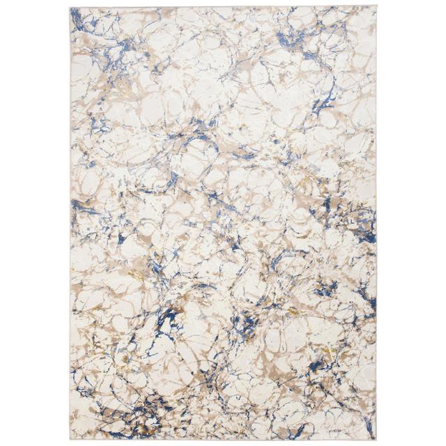 Chauncey Abstract Machine Woven Flatweave Beige/Blue Area Rug George Oliver Rug Size: Rectangle 160 x 220cm on Productcaster.