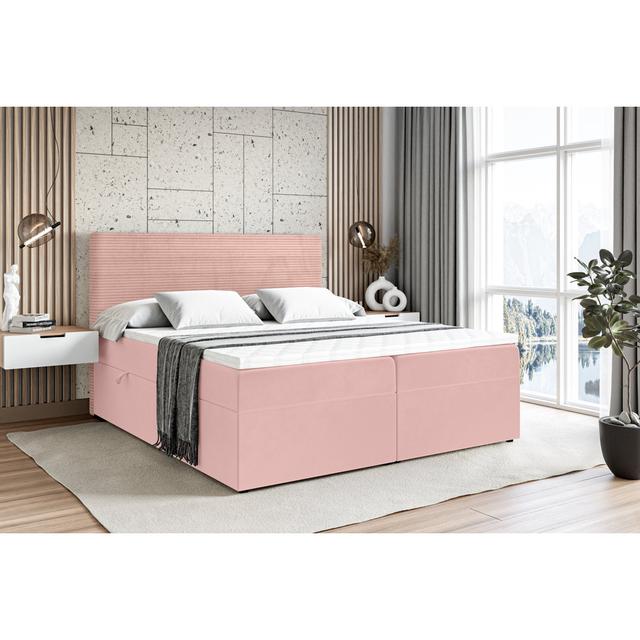 Boxspringbett mit Bettkasten und Topper ALTDECOR Farbe: Altrosa und Rosa, Größe: 160 x 200 cm on Productcaster.