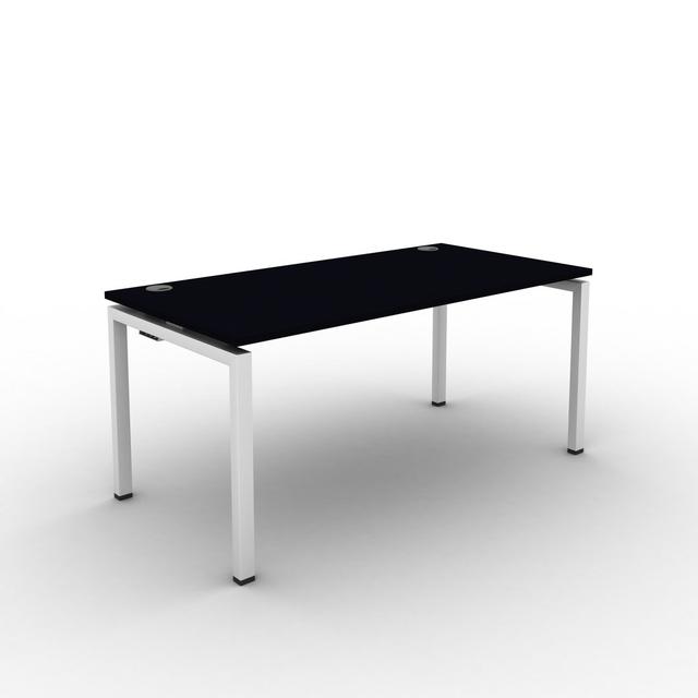 Grazian Desk Ebern Designs Frame Colour: White, Top Colour: Jet Black, Size: 73cm H x 100cm W x 80cm D on Productcaster.