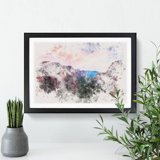 View Of Zion National Park In Utah Watercolour - Picture Frame Graphic Art East Urban Home Frame Option: Black, Size: 45cm H x 63cm W x 2cm D on Productcaster.