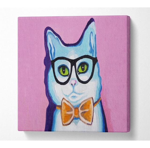 Clever Cat - Wrapped Canvas Art Prints Happy Larry Size: 81.3cm H x 81.3cm W x 10cm D on Productcaster.