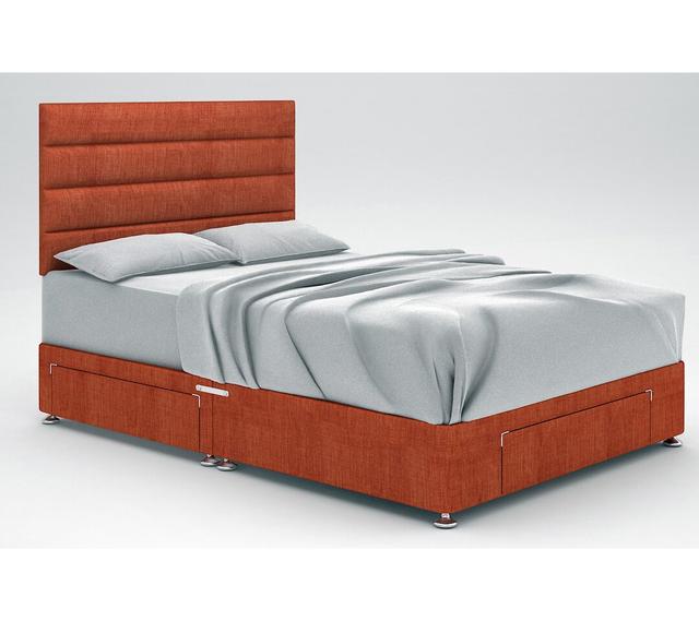 Ikin Divan Bed Base 17 Stories Colour: Orange, Storage Type: 2 Drawers/End Drawer, Size: Double (4'6) on Productcaster.