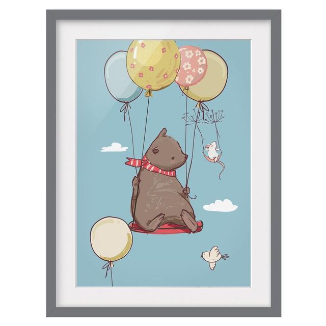 'Flying Bear and Mouse' Framed Graphic Art Print East Urban Home Frame Options: Matt grey, Size: 70cm H x 50cm W on Productcaster.