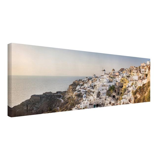 Oia Panorama by Jan Becke - Wrapped Canvas Photograph Ebern Designs Size: 50cm H x 150cm W on Productcaster.