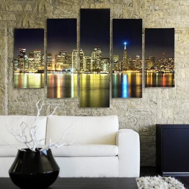 An Illuminated City - Photographic Print Set on Canvas Brayden Studio Size: 140cm H x 300cm W on Productcaster.