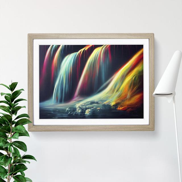 Waterfall Rainbow - Picture Frame Graphic Art Metro Lane Format: Light Grey/Brown, Size: 25cm H x 34cm W on Productcaster.