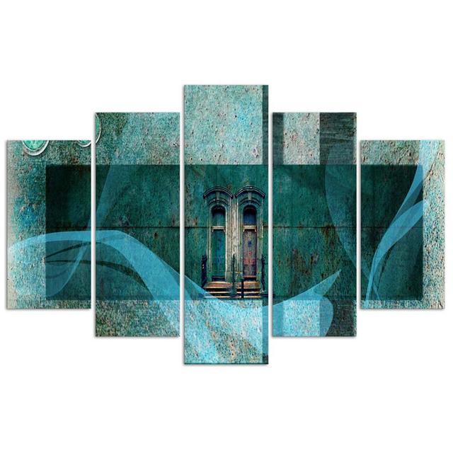 Canvas Print Windows Abstraction Turquoise Ivy Bronx Size: 100cm H x 200cm W on Productcaster.