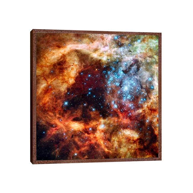 'R136 Star Cluster (Hubble Space Telescope)'- Floater Frame Photograph Print on Canvas Ebern Designs Size: 94cm H x 94cm W x 4cm D, Format: Brown Fram on Productcaster.