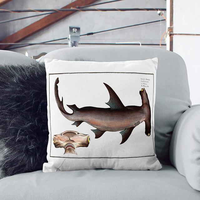 Hammerhead Shark by M.E. Bloch Cushion with Filling East Urban Home Size: 55cm H x 55cm W x 20cm D, Backing Colour: Black on Productcaster.