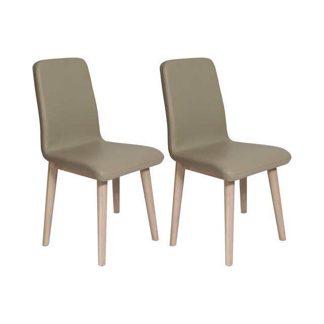 Huntsville Lowback Upholstered Dining Chair (Set of 2) Fjørde & Co Upholstery Colour: Sage Green, Leg Colour: Light Oak on Productcaster.