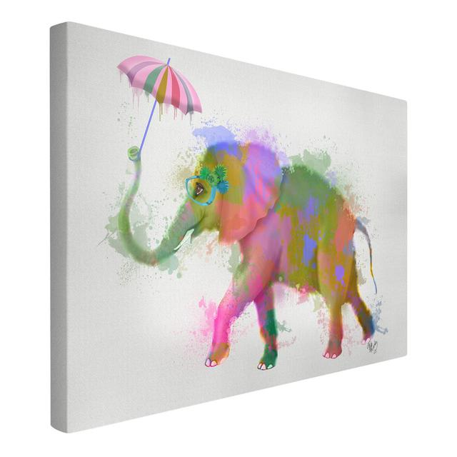 Rainbow Splash Elephant - Wrapped Canvas Painting Maturi Size: 60cm H x 90cm W on Productcaster.