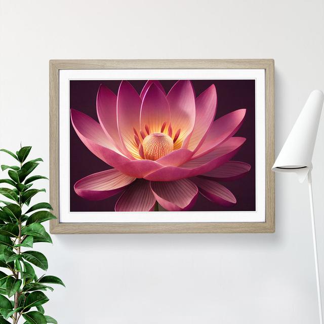 Dashing Lotus Flower - Picture Frame Graphic Art 17 Stories Size: 46cm H x 64cm W x 2cm D, Frame Colour: Oak on Productcaster.