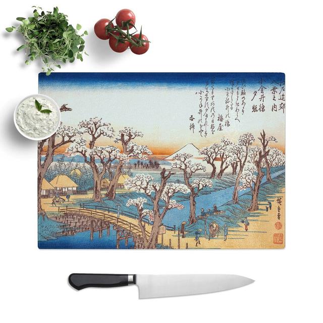 Glass Evening Glow At Koganei by Utagawa Hiroshige Chopping Board East Urban Home Size: 28.5 cm W x 20 cm L on Productcaster.