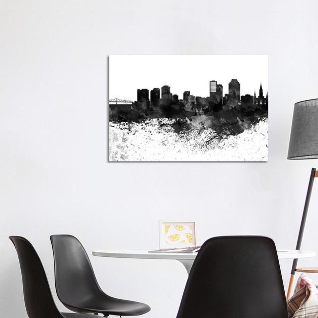 New Orleans Black & White Drops Skyline by Wall Decor Addict - Wrapped Canvas Painting Latitude Run Size: 66.04cm H x 101.6cm W x 3.81cm D on Productcaster.