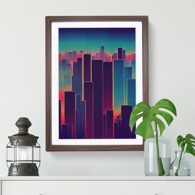 Powerful City Skyline Abstract - Picture Frame Graphic Art 17 Stories Frame Colour: Walnut, Size: 34cm H x 25cm W on Productcaster.