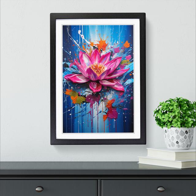 Lotus Flower Action No.3 - Single Picture Frame Print on Wood Marlow Home Co. Frame Colour: Black, Size: 64cm H x 46cm W x 2cm D on Productcaster.