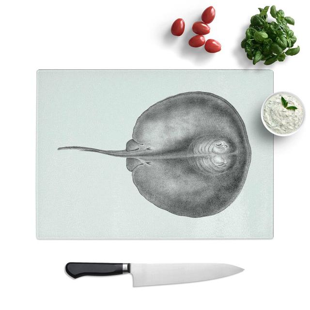 Tempered Glass Stingray Illustration Chopping Board East Urban Home Size: 39 cm W x 28.5 cm L on Productcaster.