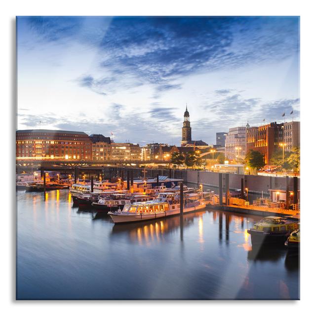 Hamburg Harbour In The Evening - No Frame Print on Glass Latitude Vive Size: 70cm H x 70cm W x 0.4cm D on Productcaster.