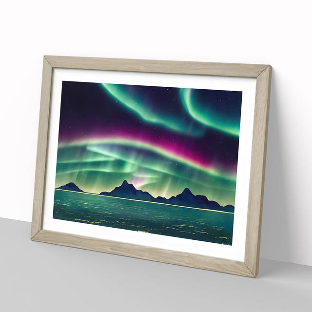 Watercolour Aurora Borealis Vol.3 - Picture Frame Painting Alpen Home Frame Colour: Oak Framed, Size: 46cm H x 64cm W x 2cm D on Productcaster.