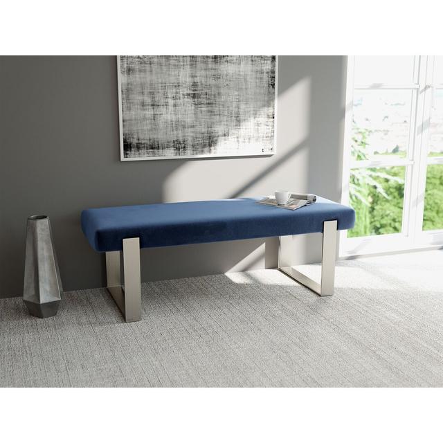 Paschke Upholstered Bench Ebern Designs Colour: Navy on Productcaster.