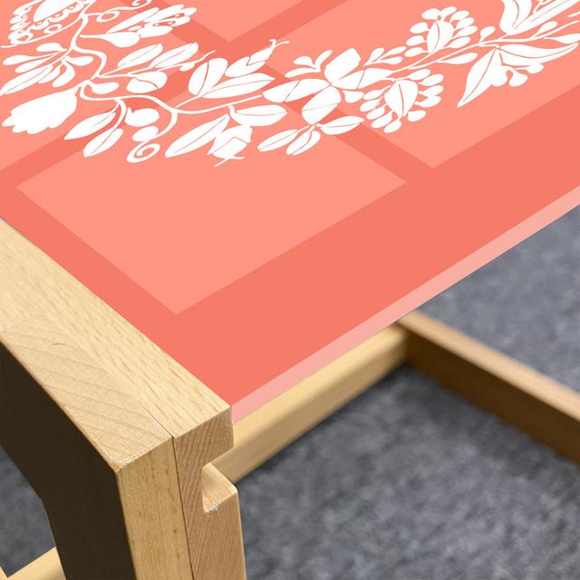 Spring Coffee Table, Monochrome Design Of Wreath With Floral Botanical Elements Illustration, Acrylic Glass Center Table With Wooden Frame For Offices on Productcaster.