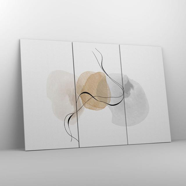 Abstract Minimalistic - 3 Piece Wrapped Canvas Painting Ivy Bronx Size: 110cm H x 165cm W x 1.8cm D on Productcaster.