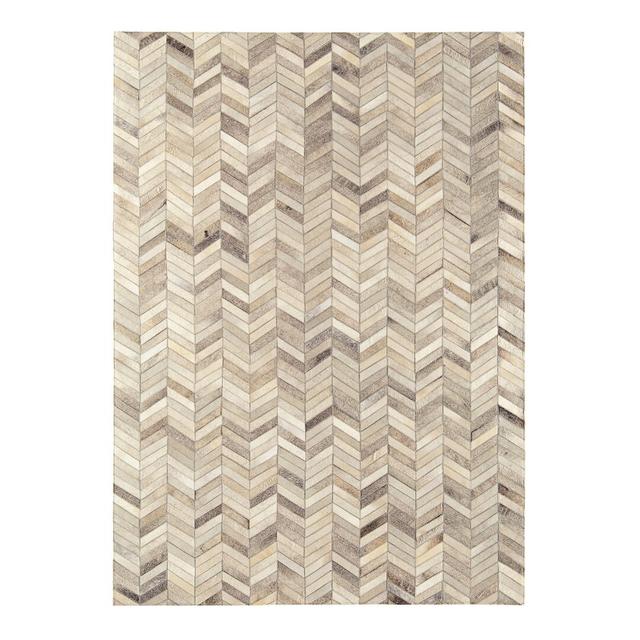 Karlee Handwoven Cowhide Beige Rug Canora Grey Rug Size: Rectangle 120 x 170cm on Productcaster.