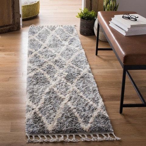 Barnes Geometric Hand Woven Grey Area Rug Bloomsbury Market Rug Size: Runner 62 x 240cm on Productcaster.