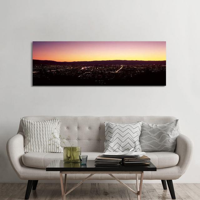 City Lit up at Dusk, Silicon Valley, San Jose, Santa Clara County - Wrapped Canvas Panoramic Photograph Union Rustic Size: 60.96cm H x 182.88cm W x 3. on Productcaster.