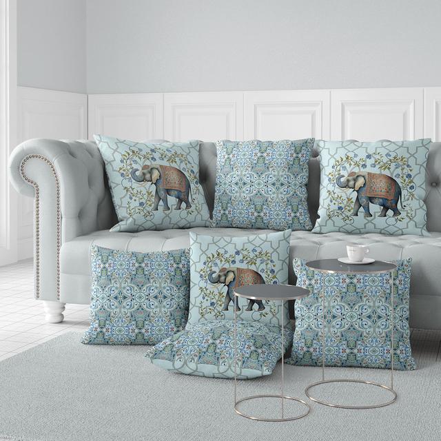 Elephant Moan Indoor/Outdoor Floral Square Cushion With Filling AmritaSen Größe: 51 cm H x 51 cm B on Productcaster.