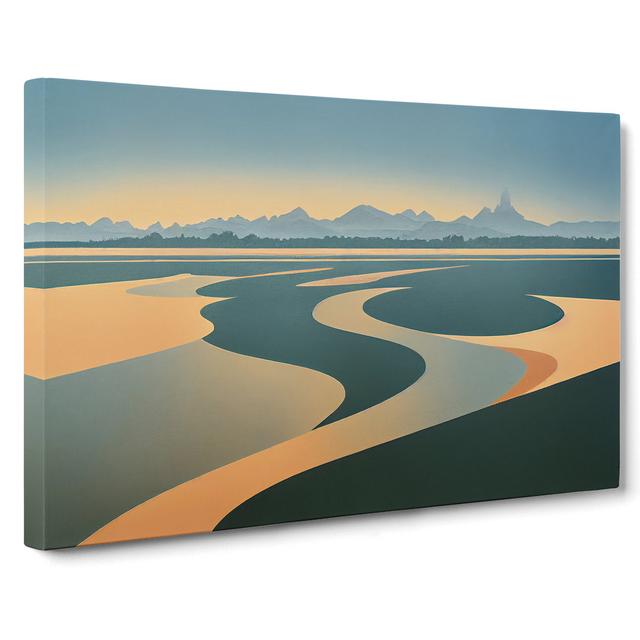 Mountain Lake View - Wrapped Canvas Graphic Art Alpen Home Size: 35cm H x 50cm W x 3cm D on Productcaster.