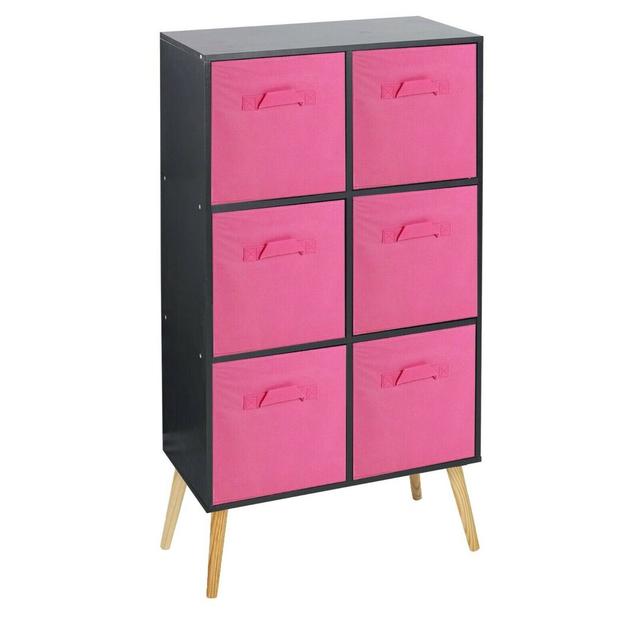 Zabarsaya Bookcase 17 Stories Colour: Black/Dark Pink/Black on Productcaster.