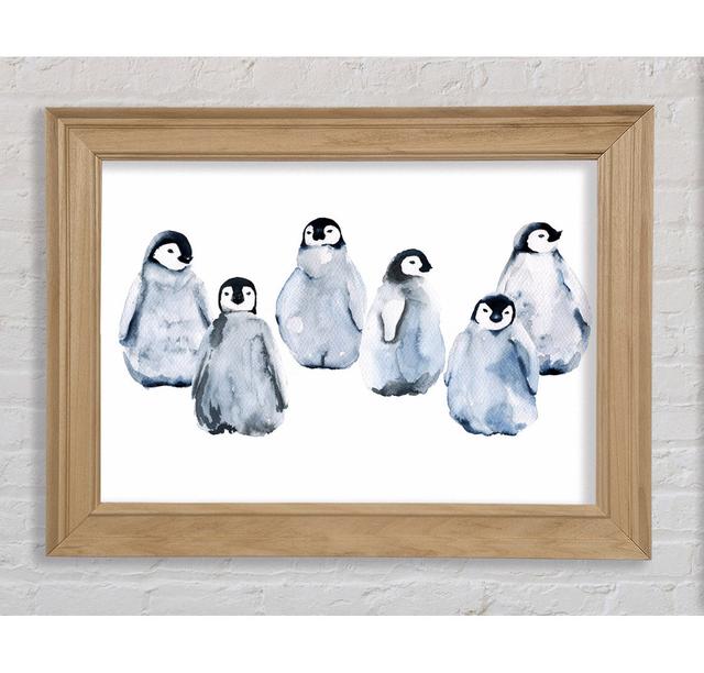 Penguin Family - Print Highland Dunes Format: Natural Framed Paper, Size: 100cm H x 141.4cm W x 8cm D on Productcaster.