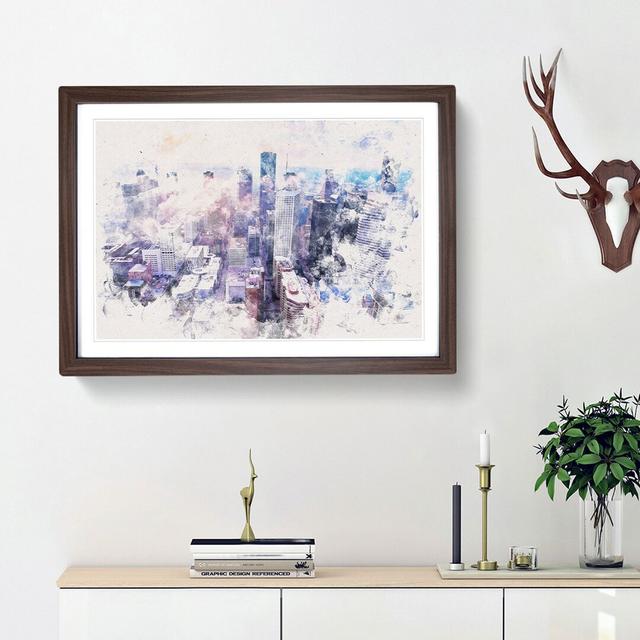 Houston Texas Skyline - Picture Frame Painting Print East Urban Home Size: 45cm H x 63cm W x 2cm D, Frame Option: Walnut Framed on Productcaster.