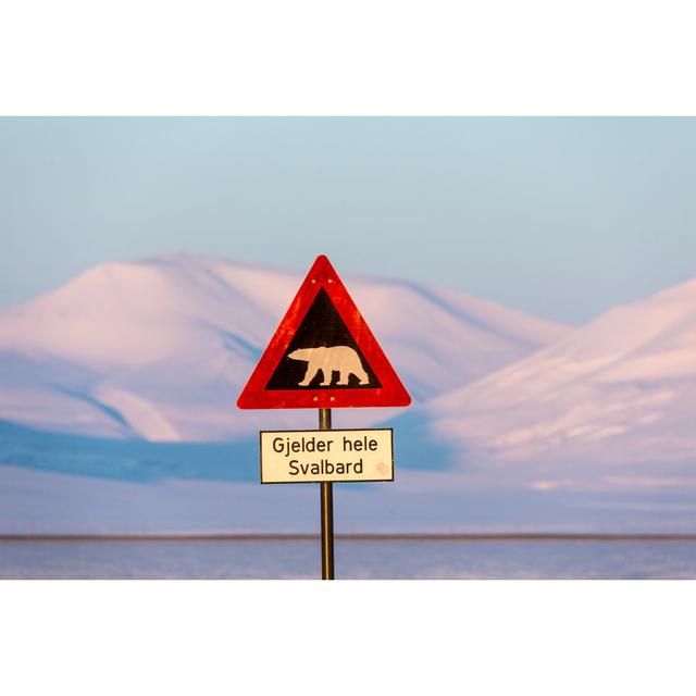 Road Sign With Plar Bear In Longyearbyen by SeppFriedhuber - No Frame Print on Canvas Alpen Home Size: 20cm H x 30cm W on Productcaster.