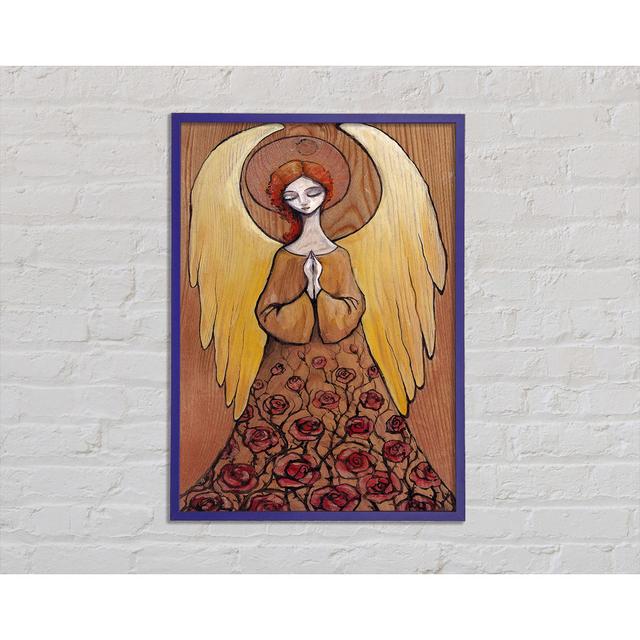 Wooden Angel - Single Picture Frame Art Prints Happy Larry Format: Purple Framed Paper, Size: 59.7cm H x 42cm W x 2cm D on Productcaster.