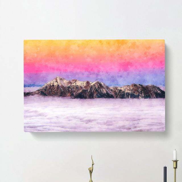 Mountain Through The Clouds - Wrapped Canvas Print East Urban Home Size: 40cm H x 60cm W x 3cm D on Productcaster.