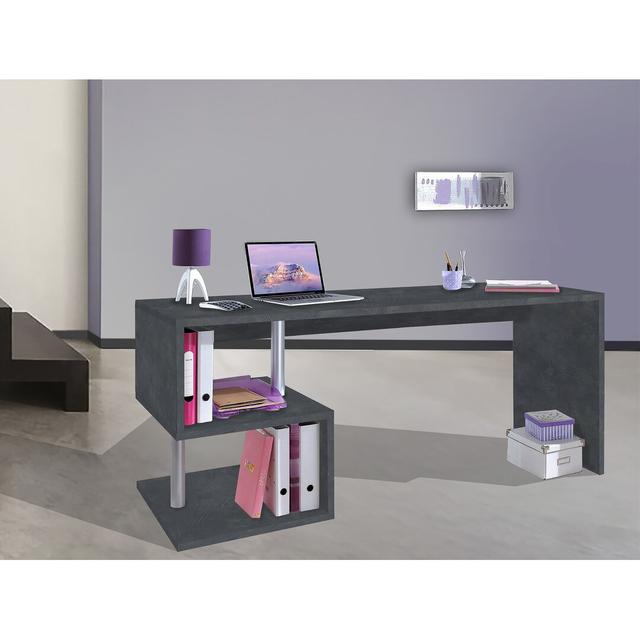 Hoehne Desk Wade Logan Size: 77.5cm H x 180cm W x 60cm D, Colour: Black on Productcaster.