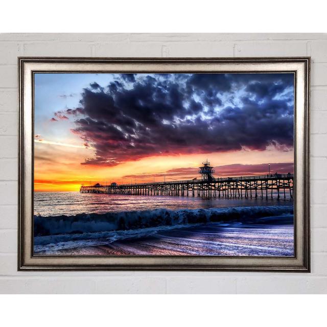 Pier Sunset Ocean - Single Picture Frame Art Prints Highland Dunes Size: 42cm H x 59.7cm W x 1.5cm D on Productcaster.