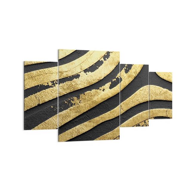 Abstraction Gold - 4 Piece Wrapped Canvas Graphic Art Canora Grey Size: 90cm H x 160cm W x 1.8cm D on Productcaster.