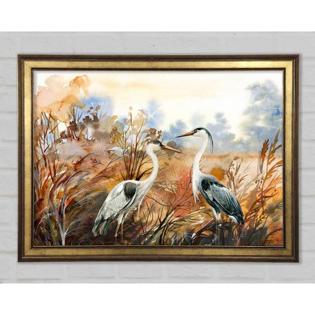 Herons In The Pond - Single Picture Frame Art Prints House of Hampton Size: 59.1cm H x 84.1cm W x 1.5cm D on Productcaster.