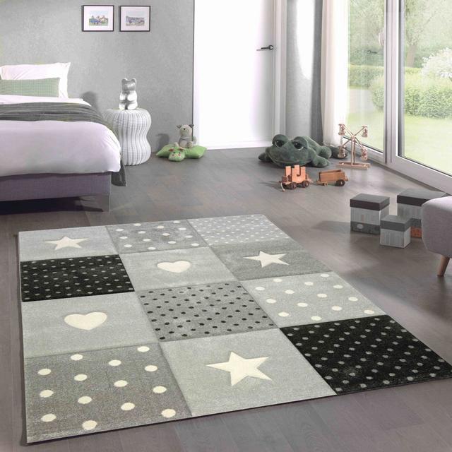 Heart Star Machine Woven Grey Rug Carpetia Rug Size: Rectangular 140 x 200cm on Productcaster.